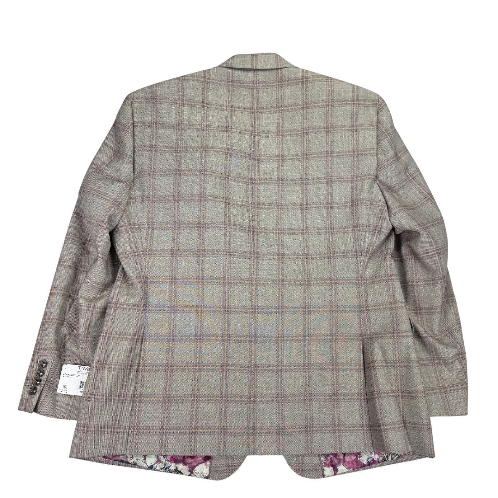 Tayion Mens Agordy Regular Fit Plaid Suit Jacket Tan Red 44r — image 5 of 6